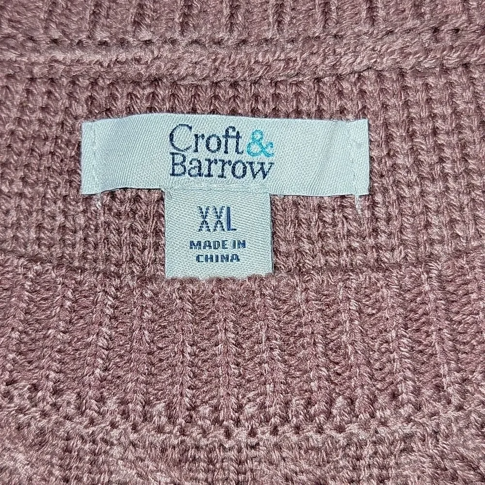 𝅺croft & BARROW DUSTY PINK LIGHTWEIGHT CREW NECK SWEATER, SIZE XXL